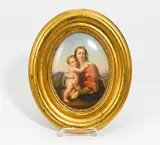 Kpm, Porzellangemälde "Maria mit Kind", 19. Jh, Porzellan mit feiner polychromer Bemalung. In Rahmen