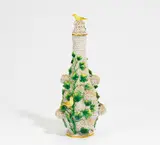 Meissen, Schneeballvase mit Vogelzier, 19. Jh, Porzellan, farbig und sparsam gold staffiert