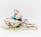 Gewürzschale mit Figurenzier by Meissen, Porzellan, farbig und gold staffiert, sold Jan 2020