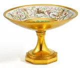 Kpm, Große Prunkschale mit jagdlichen Motiven, Um 1870/80, Porzellan, farbig und gold dekoriert. Bronzemontierung