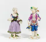 2 Gärtnerkinder by Meissen, Porzellan, farbig und gold staffiert, sold Jan 2020
