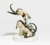 Große Gruppe 'Kämpfende Steinböcke' by Meissen, 1924-1934, Porzellan mit Unterglasurdekor, sold May 2020