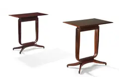Jacques-Émile Ruhlmann, Museales Paar Art-Déco Beistelltische Modell Bloch, Um 1926, Makassar-Ebenholz massiv und furniert
