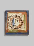 Little solar face by Pablo Picasso, 1969, Rotes Steingut; ceramic, Madoura edition, sold Jun 2020