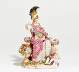 Pallas Athene mit drei Amoretten by Meissen, 19. Jh, Porzellan, farbig und gold staffiert, sold May 2020