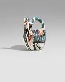 Cavalier and horse by Pablo Picasso, 1952, Weißes Steingut, farbig gefasst und partiell glasiert; ceramic, Madoura edition, sold Dec 2020