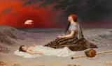 Kpm, Porzellangemälde "Hagar und Ismael in der Wüste"
