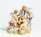 Allegorie "Die Malerei" by Meissen, Vor 1924, Porzellan, farbig und gold staffiert, sold Nov 2020