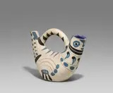 Spanish pitcher by Pablo Picasso, 1954, Weißes Steingut, partiell farbig gefasst; ceramic, Madoura edition, sold Dec 2020