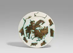 Corrida by Pablo Picasso, 1953, Weißes Steingut, partiell oxidiert/emailliert; ceramic, Madoura edition, sold Dec 2020