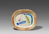 Four polychrome fishes by Pablo Picasso, 1947, Weißes Steingut, partiell farbig gefasst und glasiert; ceramic, Madoura edition, sold Jun 2021