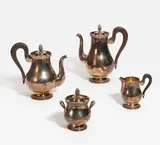 Christofle, Kaffee- und Teeservice, Versilbert, Holzgriffe