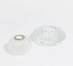 2 Windlichter by René Lalique, Farbloses Pressglas, tlw, sold Jan 2022