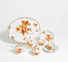 Meissen, Tête à tête mit Blumendekor, 1740-1780, Porzellan, sepia und gold staffiert