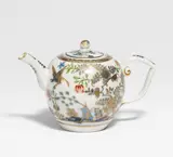 Meissen, Kleines Teekännchen, Porzellan mit blauem Unterglasurdekor, farbiger und Golddekor deutlich später und außerhalb der Manufaktur