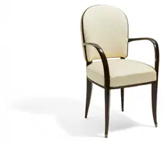 Jacques-Émile Ruhlmann, Stuhl "Salonicol", 1933-34, Makassar-Ebenholz massiv, versilberte Bronzeschuhe