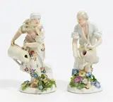 Gärtnerin und Gärtner by Meissen, Um 1760, Porzellan, farbig staffiert, sold May 2022