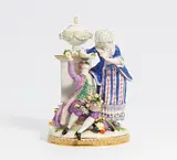 Meissen, Gruppe "Die Liebesprüfung", 1910, Porzellan, farbig und gold staffiert