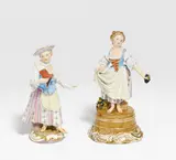 Meissen, Dame mit Buch und Winzerin, Porzellan, farbig und gold staffiert