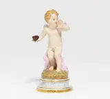 Meissen, Amor mit Maske, Eine Nase Drehend, Porzellan, farbig und gold staffiert