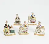 Meissen, Folge "Fünf Sinne", Vor 1924/20.Jh, Porzellan, farbig und gold staffiert