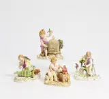 Folge "Vier Elemente" by Meissen, Vor 1924/ einmal datiert 1968, Porzellan, farbig und gold staffiert, sold May 2022