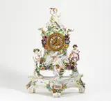 Meissen, Pendule "Vier Elemente", 19.Jh, Porzellan, farbig und gold staffiert
