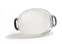 Großes ovales Tablett by Georg Jensen, Ab 1977, Silber. Holz, sold Nov 2021