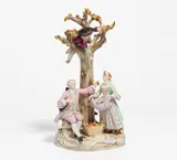 "Die Apfelernte" by Meissen, Vor 1924, Porzellan, farbig und gold staffiert, sold May 2022