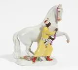 Rossbändiger by Meissen, 20.Jh, Porzellan, farbig und gold staffiert, sold May 2022