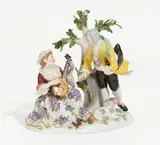 Galantes Paar unter Baum by Meissen, 20.Jh, Porzellan, farbig und gold staffiert, sold May 2022