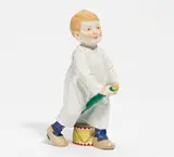 Junge mit Stecken und Trommel by Meissen, 20.Jh, Porzellan, farbig staffiert, sold May 2022