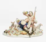 Schäfergruppe by Meissen, 20.Jh, Porzellan, farbig und gold staffiert, sold May 2022