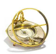 Johann Martin Willebrand, Äquatoriale Sonnenuhr, 1733-43, Messing graviert und vergoldet, Eisen