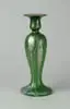 Green Aurene Decorated Vase by Alexander Joseph von Steuben, Green aurene with iridescent gold and silver heart and vine decoration, sold Nov 2002