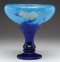 Daum, Vase, Large cobalt blue and pastel blue glass with gold mica decoration