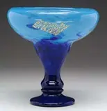 Daum, Vase, Large cobalt blue and pastel blue glass with gold mica decoration