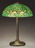 Acorn Table Lamp by Tiffany Studios, Art Nouveau stick base with statuary bronze dore patina, sold Nov 2008