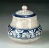 Pottery Covered Sugar Bowl with Rabbit Decoration by Dedham, sold Jan 2005