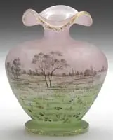 Daum, Prairie Vase, In the distance you see enameled trees and pond all done in black enamel