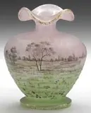 Daum, Prairie Vase, In the distance you see enameled trees and pond all done in black enamel
