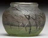 Daum, French Cameo Miniature Rain Scene Vase