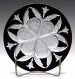 Alexander Joseph von Steuben, Vanderbilt Plate, Black overlay glass with cut and engraved floral pattern