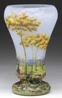 Fall Scenic French Cameo & Enamel Vase by Daum, sold Jun 2010