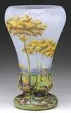 Daum, Fall Scenic French Cameo & Enamel Vase