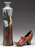 Weller, Dickensware Vase with Pottery Shoe
