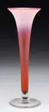 Favrile Vase by Tiffany Studios, Trumpet form with raspberry stretched glass interior, opalescent for the top 2″, sold Jun 2007