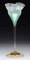 Tiffany Studios, Favrile Flower Form Vase, The cup with multiple folds and stretched glass on the interior of the rim