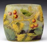 Daum, Cameo & Enamel Pillow Vase, Enamel signature on side of vase “Daum Nancy”
