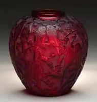Lalique, Red Perruches Vase